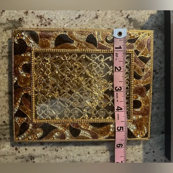 RARE Ciel Collectable Metal Swarovski Crystal Enamel & Jewel Photo Picture Frame